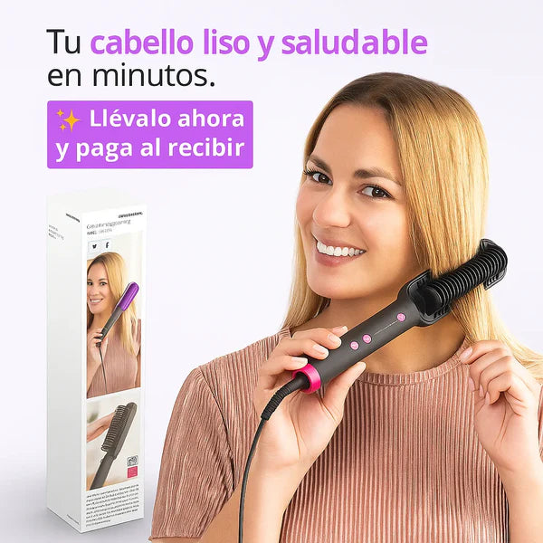 Cepillo alisador 2 en 1: peina y alisa al instante.
