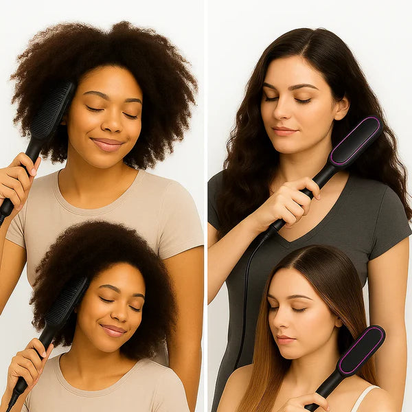 Cepillo alisador 2 en 1: peina y alisa al instante.