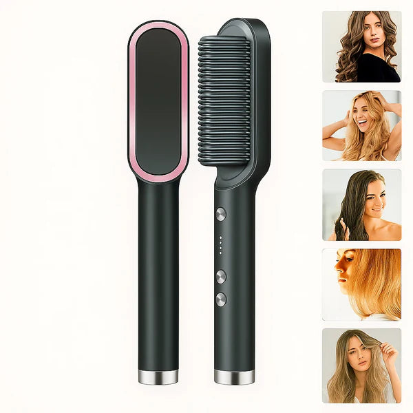 Cepillo alisador 2 en 1: peina y alisa al instante.