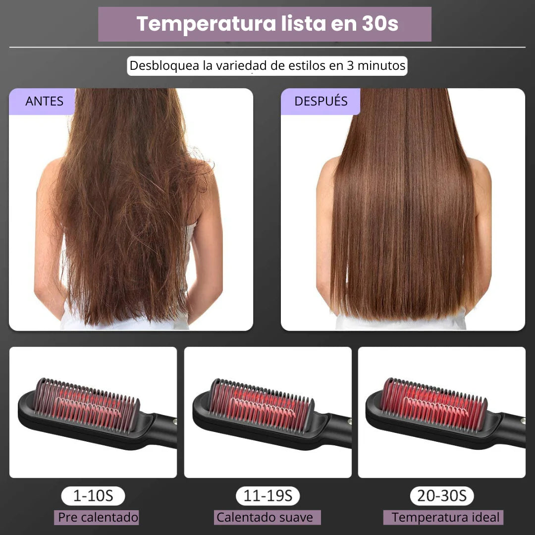 Cepillo alisador 2 en 1: peina y alisa al instante.